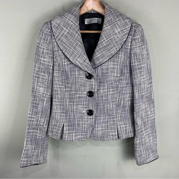 Tahari: Arthur S. Levine Cropped Tweed Business Casual Blazer Jacket Size 4 - Picture 1 of 4